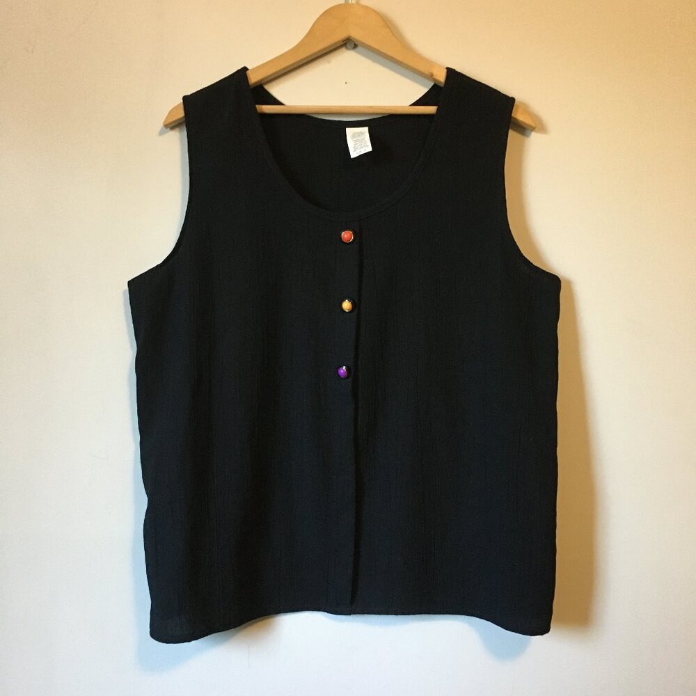 Best Connection Vintage 90s Rayon Sunset Button Tank XL Made in USA German - Picture 1 of 12